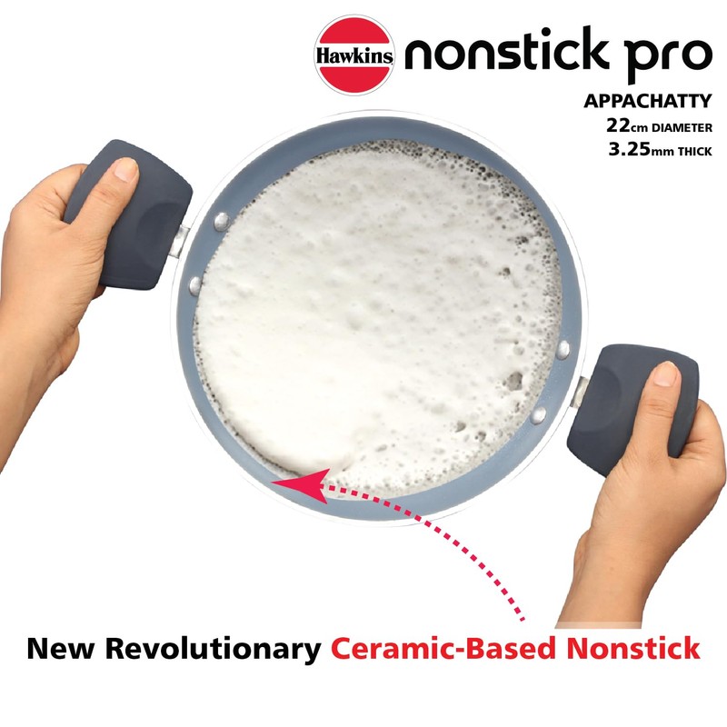 Hawkins Nonstick Pro 0.9 Litre Appachatty, Mini Kadhai, Appachatti, Appachetty,