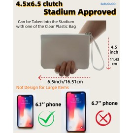 2 Pack Small Coin Pouch Mini White Makeup Bag for Purse Organizer Pouches Zipper Stadium Approved 4.5 x 6.5 Clutch Stadium Purse Cute Tiny Travel Make up Bags for Women Wallet Bride Wristlet