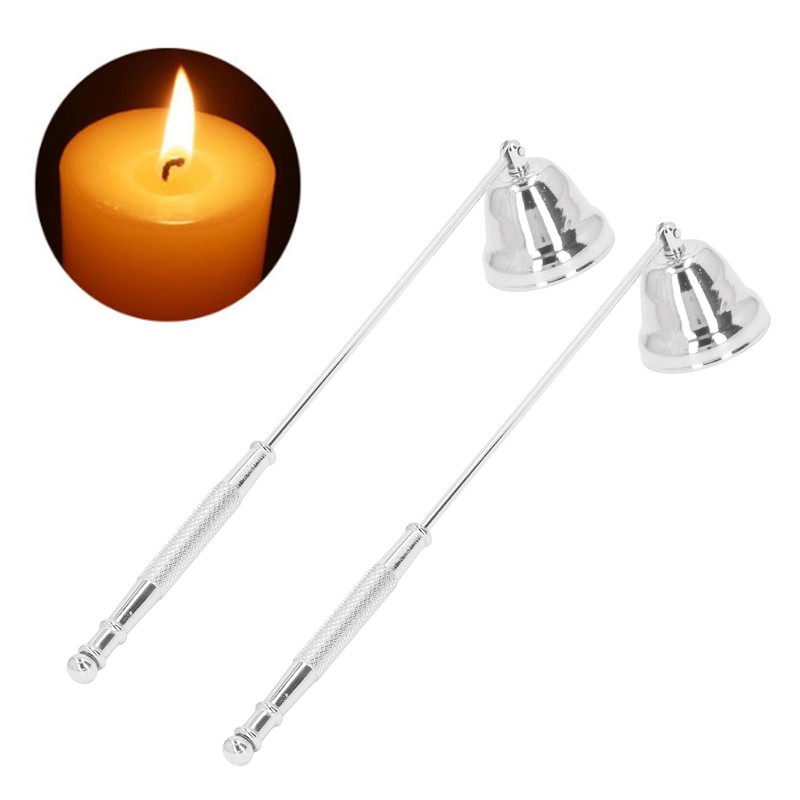 2PCS Candle Snuffer with Long Handle Bell Shape Metal Flame