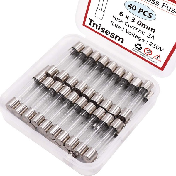 Tnisesm 40 Pcs F3AL Fast-Blow Fuse 3A 250 V Glass