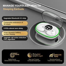Wireless Sleep Earbuds Invisible - Bluetooth 5.3 Mini Sleeping Earbuds for Side Sleepers Small Ears Canal, Discreet in-Ear Tiny Earphones for Sleeping,IPX6 Rating, Sweat Resistant Earphones