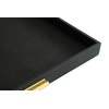 HofferRuffer Extra Large Square Serving Tray, Elegant Faux Leather Ottoman