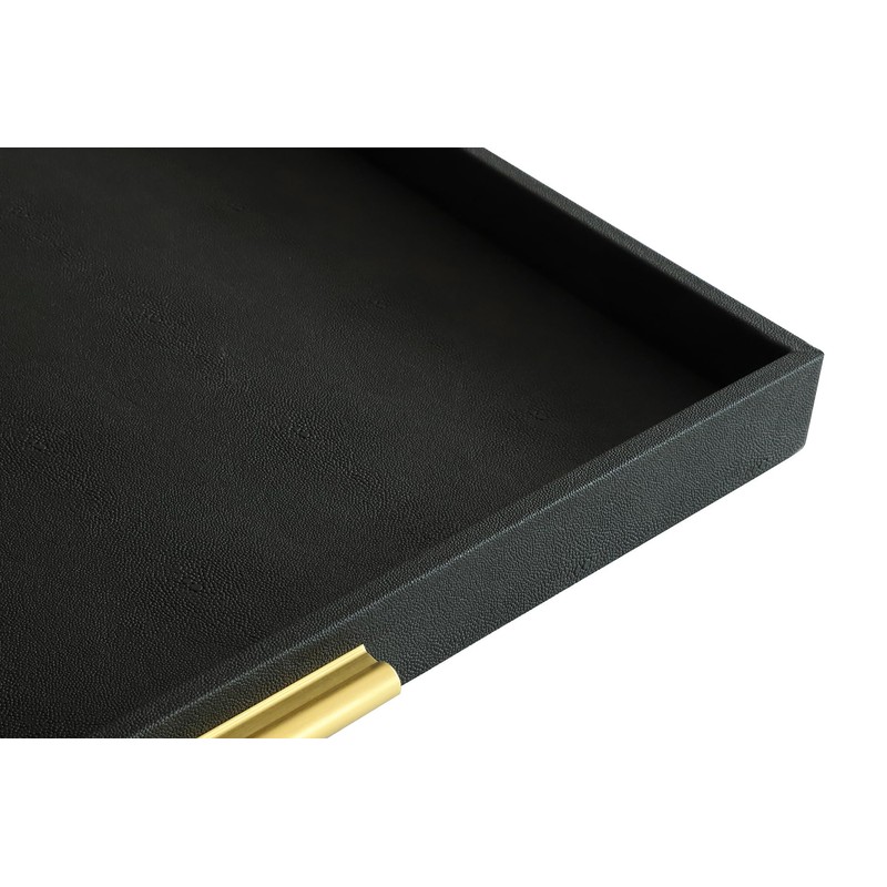 HofferRuffer Extra Large Square Serving Tray, Elegant Faux Leather Ottoman
