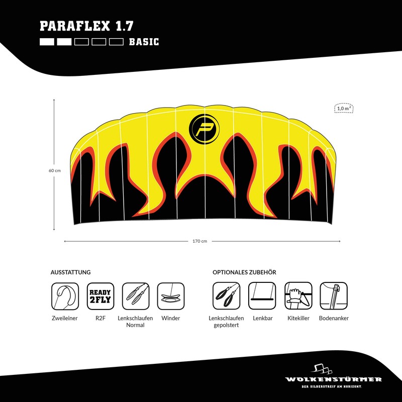 Wolkenstürmer Paraflex basic 1.2 - SE 2-line parafoil kite