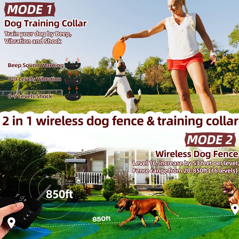 zvsay Wireless Dog Fence System for 2 Dogs,2026 Upgraded Electric
