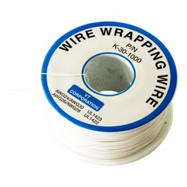 1000 Feet White 30 Gauge Solid Kynar Wire Wrap, PVDF Insulated Tinned Copper by Electronix Express