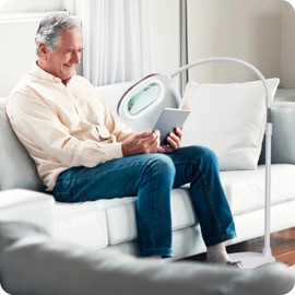 Brightech LightView Pro Magnifying LED Desk Lamp with Light, Hobbies & Reading, Flexibility & Durability Magnifying Floor Lamp, 3 in 1 LED Light Glass Magnifier, Work Light for Pro Uses - White