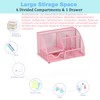 Pink Desk Organiser, Mesh Metal Office Organiser with Drawer and