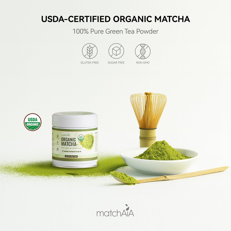 MatchAiA Organic Ceremonial Matcha Green Tea Powder - Premium Ceremonial