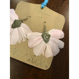 Anthropologie Shiraleah Anthropologie Chantae Earrings Pink Feather Blush Bohemian NWT