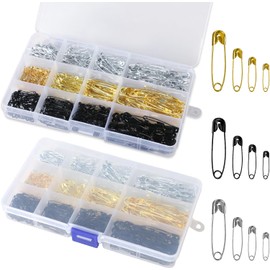2PCS Caja de Seguros para Ropa Profesional (1080 Piezas) - Kit Multiusos con Diseño Seguro y Duradero para Costura, Artesanías y Proyectos DIY(Oro, Plata, Negro)