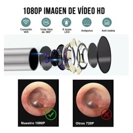 CIICII C1548-1 Limpiador de Oídos Cámara de 22piezas Quita Cerilla Inteligente Endoscopio Herramienta de Eliminación de Cera de Oídos Cuchara 1080P