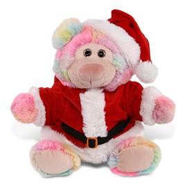 DolliBu Santa Rainbow Bear Stuffed Animal Plush Toy - Super Soft Wild Animal Dress Up with Red Santa Claus Outfit, Cute Wildlife Gift, Perfect Holiday with Name Personalization - 9 Inch
