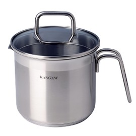 KANGXW Stainless Steel Milk Pot, 2.7 Quart Saucepan, With Pour Spout and Filter Glass Lid Induction Milk Pots, Sauce, Gravy, Pasta Stock Pot (2.7qt)