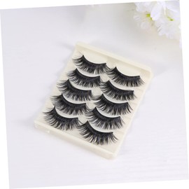 WOONEKY 5 Pairs Long Thick Artificial Eyelashes Exaggerated Fiber Lashes for Womens Makeup to Use for Daily and Stage Looks