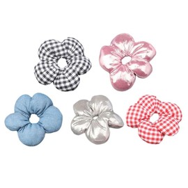 Baoblaze 5 Pieces Hair Scrunchies for Women Bun Ponytail Holder Puff Cute Loops Plaid Simple Ropes Elastic Bands for New Year Birthday