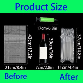 Paquete de 12 bolsas protectoras de viaje para botellas de vino, bolsas de burbujas inflables de aire, protector reutilizable antiroturas, envío y embalaje, viaje en avión, con bomba infladora