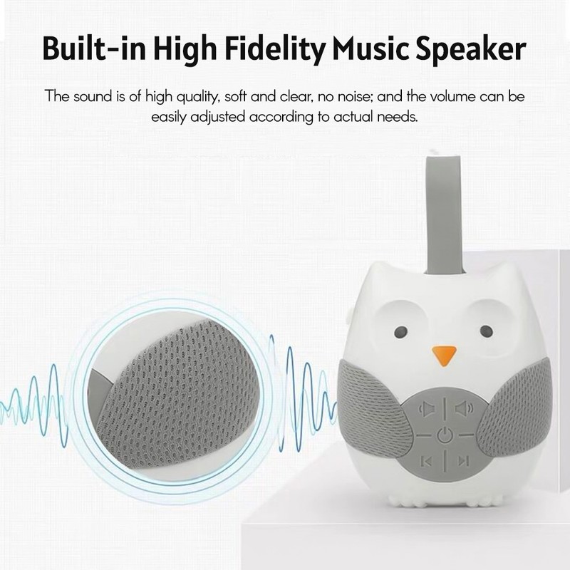 Portable Owl White Noise Machine Baby Soother with 10 Light
