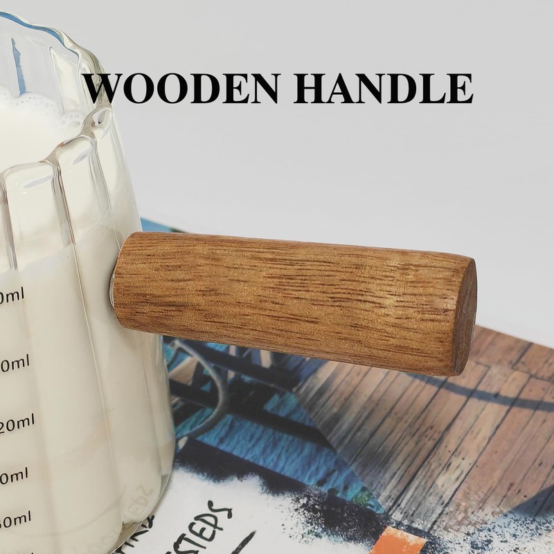 TIWPAJS Espresso Cups With Wood Handle 6oz, Espresso Accessories, Milk