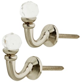 Speedy Accessories Crystal Palma Curtain Tie Back Hooks, Wood,Fabric, Satin Silver, 4.5 x 2.5 x 10.5 cm