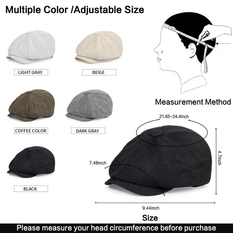Geyanuo 3Pcs Newsboy Hat for Men Women Elastic 8 Panel