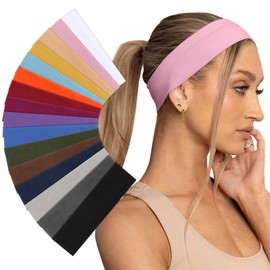 AQOKKA Sports Headbands for Women Non Slip Elastic Fashion Hair Bands for Women's Hair Soft Cloth Stretchy Hair Accessories for Exercise Workout Yoga Running