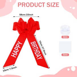 Yimomoyi Große Rote Schleife für Auto, Geschenkschleife Große, Riesige Autoschleife, Car Bow für Fahrrad und Schleife mit Saugnapf,18 Geburtstag Auto (23 Inches)