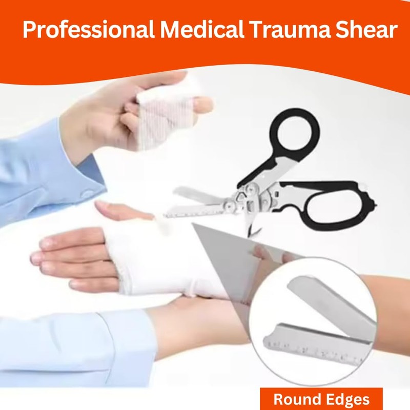 6 in 1 Multifunctional Trauma Shears Foldable with Strap Cutter
