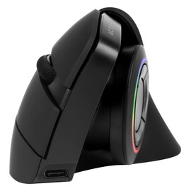 Acteck Mouse Vertical Optimize MI690 Inalambrico 2.4 GHz Optico RGB Recargable Negro