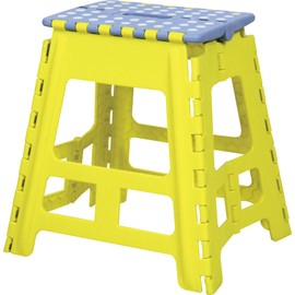 AZUMAYA Folding Step Stool Yellow 15.4" High BLC-312YE