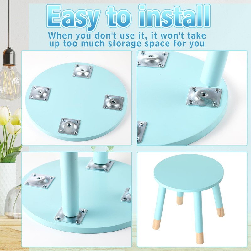 Wenqik 3 Pcs Wooden Step Stool 10.3 Inches Wood Solid