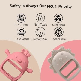 JUSONEY 2 x Baby Teether Anti-Drop Silicone JUSONEY Teething Toys for Infants FAST P&P