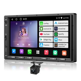 ATOTOZONE A5L 7inch Android Double DIN Car Stereo & Backup Camera, Wireless CarPlay& Android Auto Touchscreen Head Unit, WiFi/Bluetooth/USB, 2G+32G,MirrorLink, 24B-EQ DSP, FM/AM,GPS Tracking &AI Chat