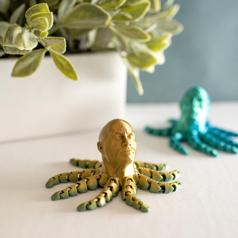 The Rocktopus Flexible Articulating 3D Printed Companion - Rock Dwayne
