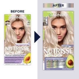 Garnier Hair Color Nutrisse Ultra Color Nourishing Creme, PL2 Ultra Light Platinum (Mascarpone Crème) Permanent Hair Dye, 1 Count (Packaging May Vary)