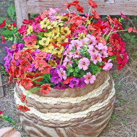 SUPLEAF 20 Bundles Artificial Flowers for Outdoors, No Fade Faux Greenery Plants, Fake Flowers for Spring Summer Decoration Home Garden Outdoor Window Box Farmhouse Wedding Party Decor (20, 5 Colors)