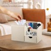 Nightstand Organizer with Tissue Holder,PU Leather Square Tissue Box Cover,Modern