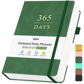 Planner, Undated Daily Planner with To Do List, 365 Days Planner, Agenda for Men, Hourly Planner Notebook for Goal Setting, Productivity Planner with Calendar, 8.3" x 5.8" (Green)