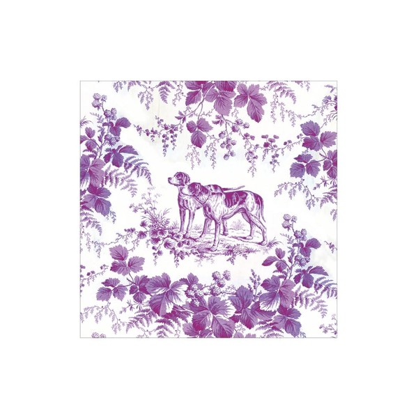 Caspari Hunting Toile Aubergine Cocktail Napkins - Includes 2 Packs