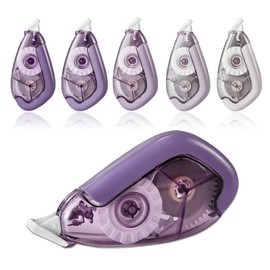 Jovanssen White Correction Tape, 5 Pack, 65.62 Feet Correction Tape for School and Office, Writing Supplies and Correction Supplies. (Purple)
