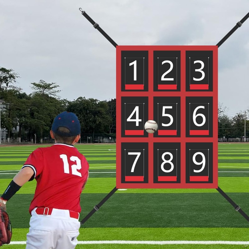 Waterproof Adjustable Baseball Strike Zone Target Net,Numbered Pitching Target,27.56x19.29in Numbered