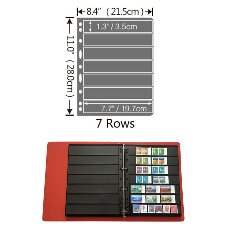 20 Sheet Stamp Pages, 7 Pockets Sleeves for Collectors, 9-Hole