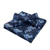 HISDERN Pre-Tie Solid Paisley Bow Tie Pocket Sqaure Men's Bowties