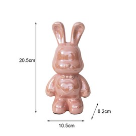 Hosoncovy Ceramic Rabbit Sculpture Statue Ornament Figurine Rabbit Home Ornament Piggy Bank Coin Bank Money Box Children Bedroom Decoration Birthday Gifts (Pink)
