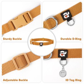 azuza Nylon Fall Dog Collar and Leash Set, Strong & Durable Basic Style Leash with Easy to Use Collar Hook, Available in Multiple Lengths for Small Dogs, Latte Brown,S