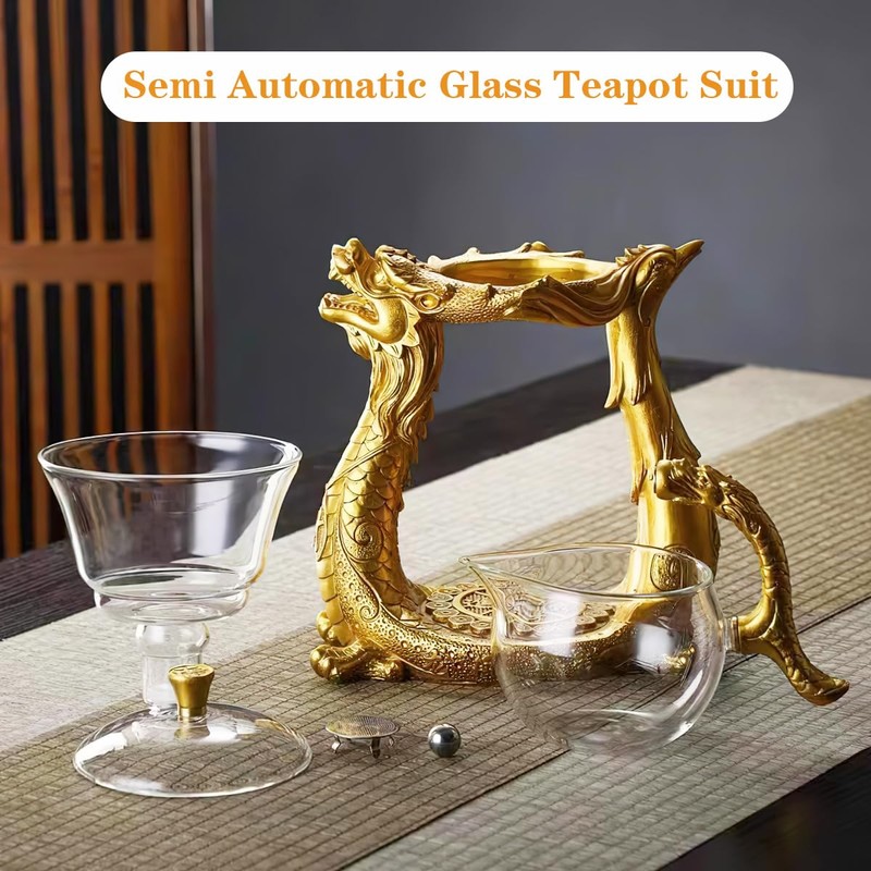 Glass Magnetic Tea Pot,Lazy Kungfu Drip Teapot with Infuser,Magnetic Water