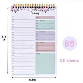 To Do List Notepad - To Do List Notebook for Work with 52 Sheets, 6.5" x 9.8" Undated Daily Planner Notebook, To Do List Pad for Schedule, Daily To Do List Notepad for Office, Home (Purple)