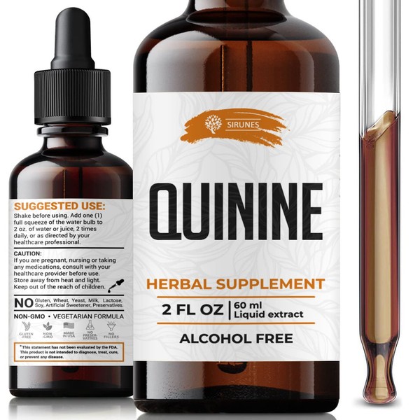 SIRUNES Quinine Tincture Extract Quinine Dried Bark Herbal Supplement Quinine Immune System Support Cinchona Bark Liquid Drops Alcohol and Gluten Free