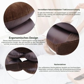 KARELLS Cervical Neck Traction Device, Neck Support, Neck Massager, Neck Pull Device, Neck Bandage for Neck Pain and Support, Inflatable Adjustable Device, Brown