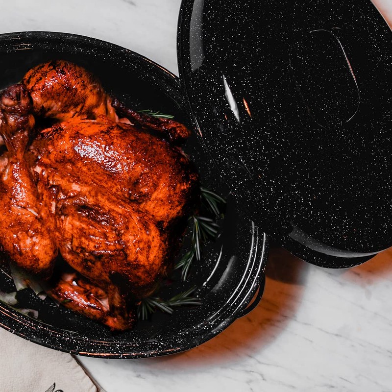 Granite Ware 19-Inch Covered Oval Roaster, 20 Lb Capacity -